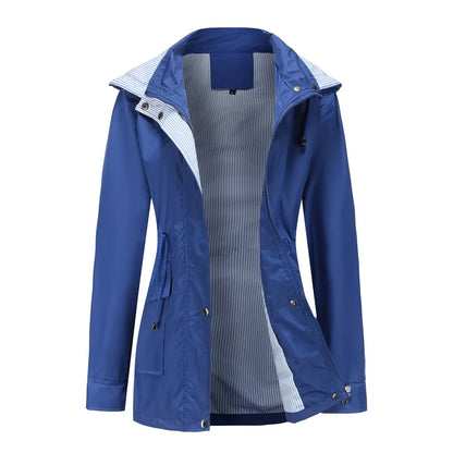 Wasserfeste Damenwindjacke Mit Abnehmbarer Kapuze