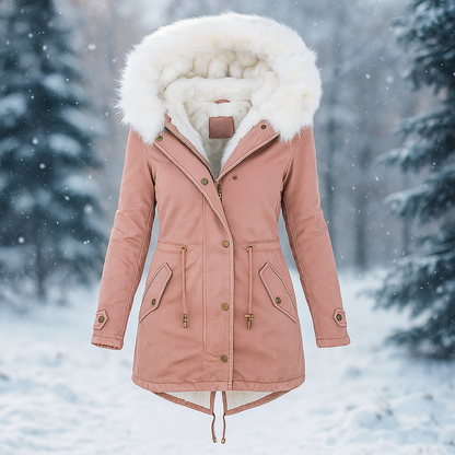 Eleganter Winterparka Kunstfell Mantel Damen