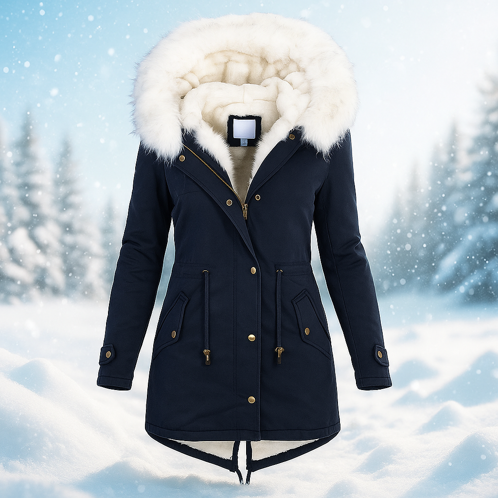 Eleganter Winterparka Kunstfell Mantel Damen
