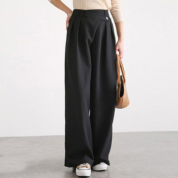 Damen Hose Elegant Weit Faltensaum