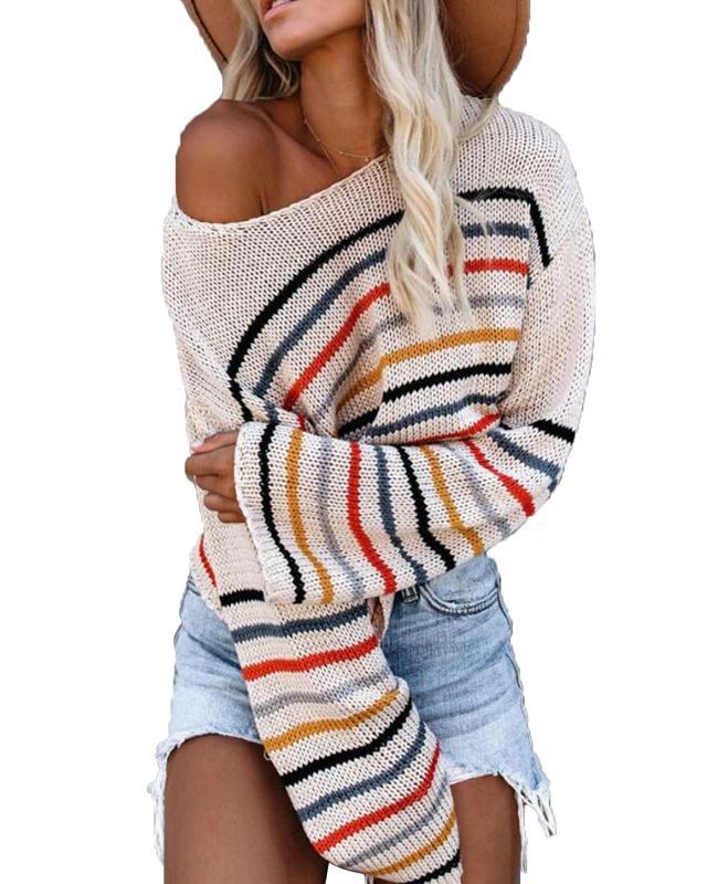 Damen Pullover Lässig Streifenmuster Trendy