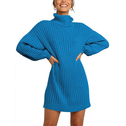 Damen Strickkleid Elegantes Design Weite Ärmel