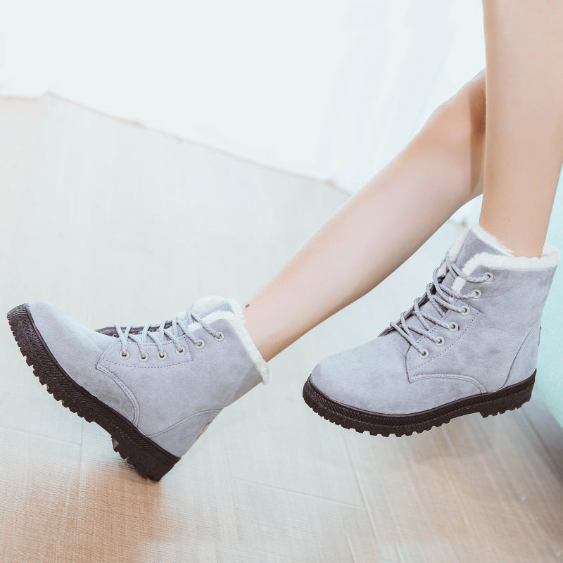 Stylische Knöchelstiefel Wildleder Schnürung