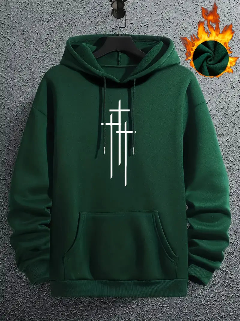 Herren Kapuzenpullover Cross-Print Trendy