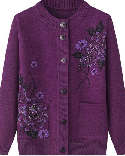 Blumenmuster Strickjacke Damen