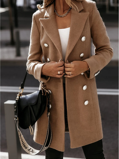 Eleganter Blazer Mantel Taillierte Passform Wollfeeling Doppelreiherschließe