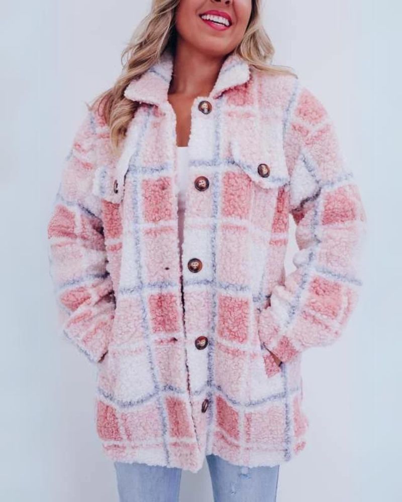 Warme Plaidjacke Polarfleece Damen