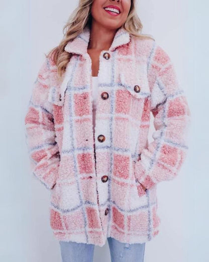 Warme Fleecejacke Plaid Design