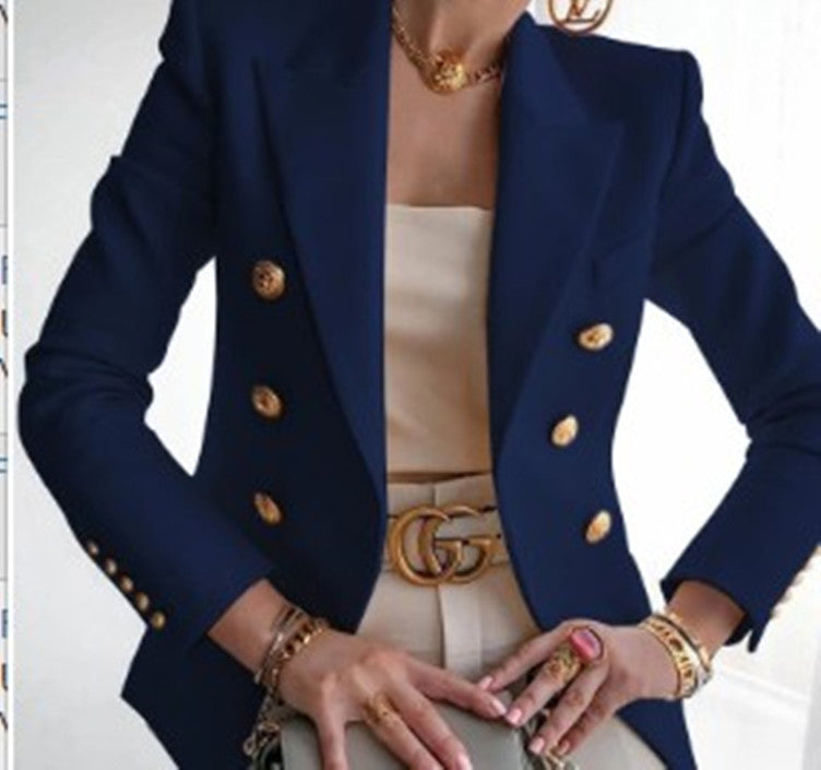 Damen Blazer Elegant Goldknöpfe Business Look