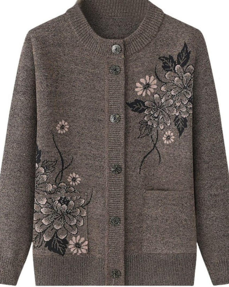 Blumenmuster Strickjacke Damen