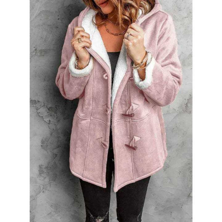 Mantel Damen Winterlich - Fleece Mantel mit Kapuze