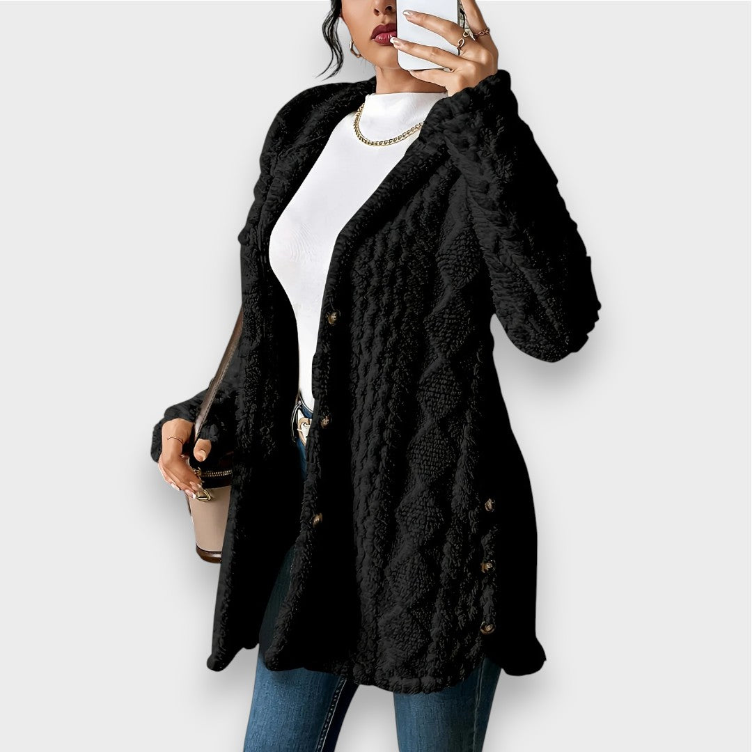 Weicher Plüsch Pullover Kapuzencardigan Damen