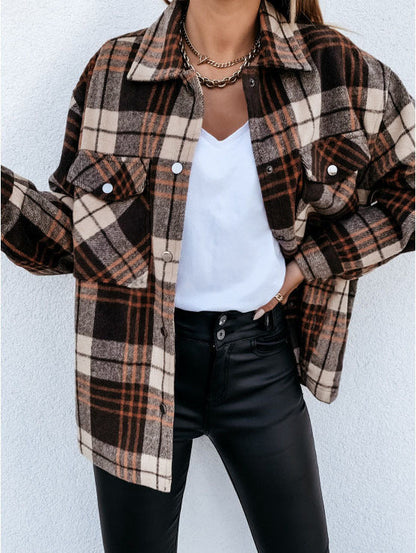 Übergröße Flanell-Shirtjacke Kariert Lockere Passform - IdealeKleiden
