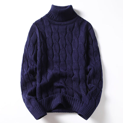 Herren Strickpullover Rollkragen Zopfmuster Elegante Mode