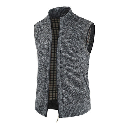 Herren Strickweste Modern Stehkragen Reißverschluss