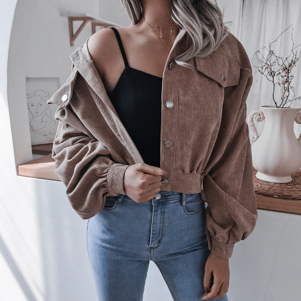 Modische Cordjacke Damen Kurz &amp; Stylish