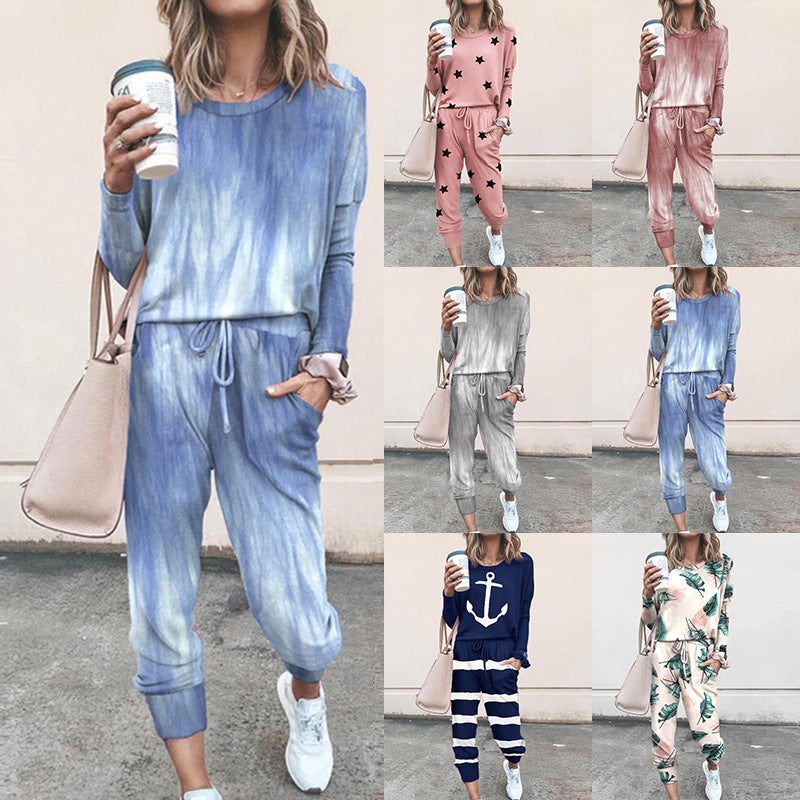 Damen Sweatpants-Set Sternen-Muster Elastisch Bequem - IdealeKleiden