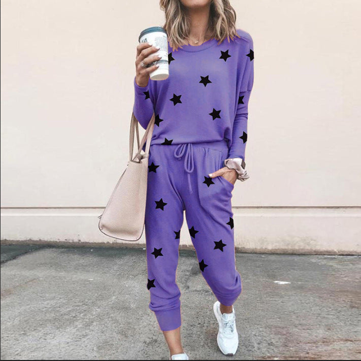 Damen Sweatpants-Set Sternen-Muster Elastisch Bequem