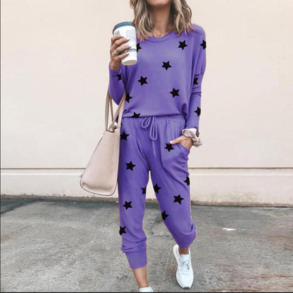 Damen Sweatpants-Set Sternen-Muster Elastisch Bequem
