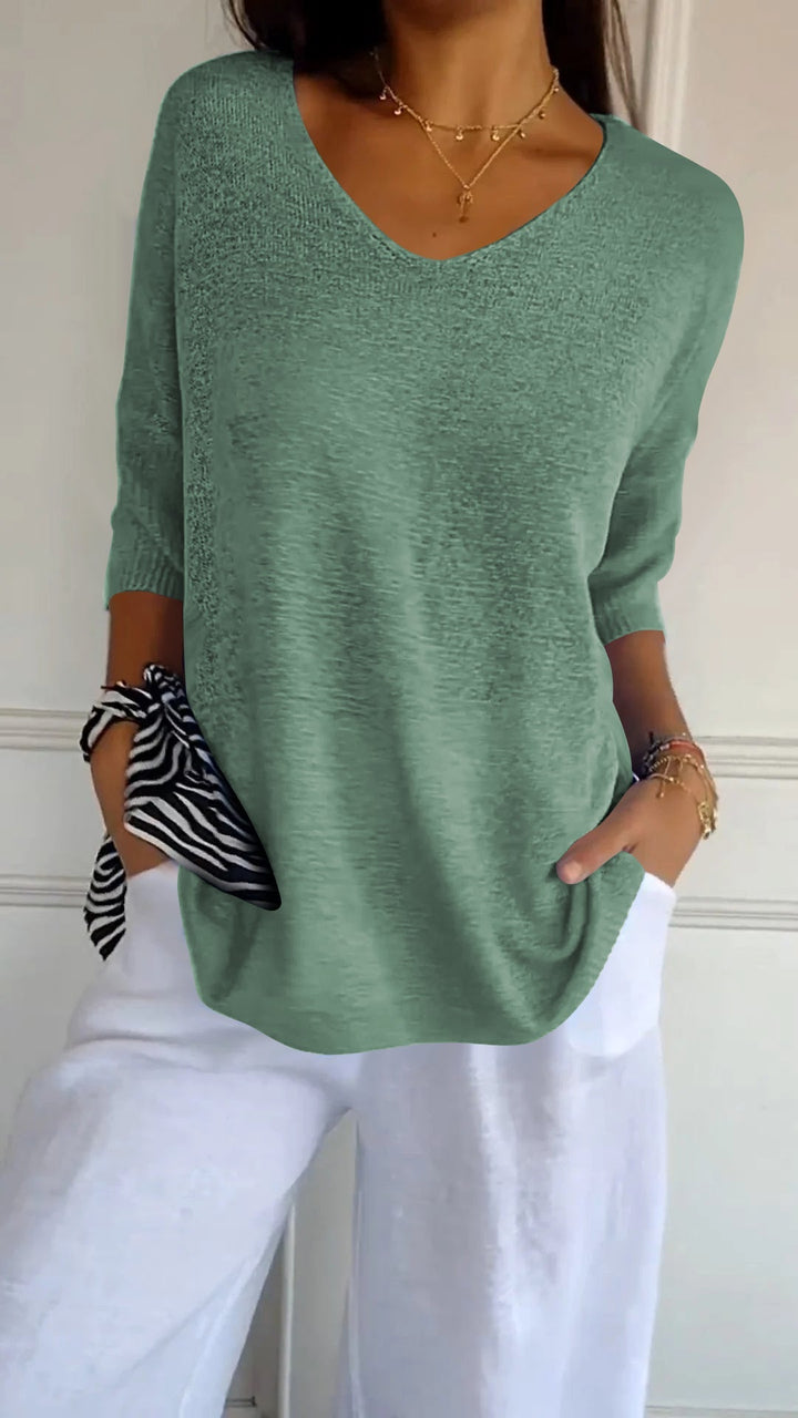 Damen Pullover V-Ausschnitt Bequem Locker
