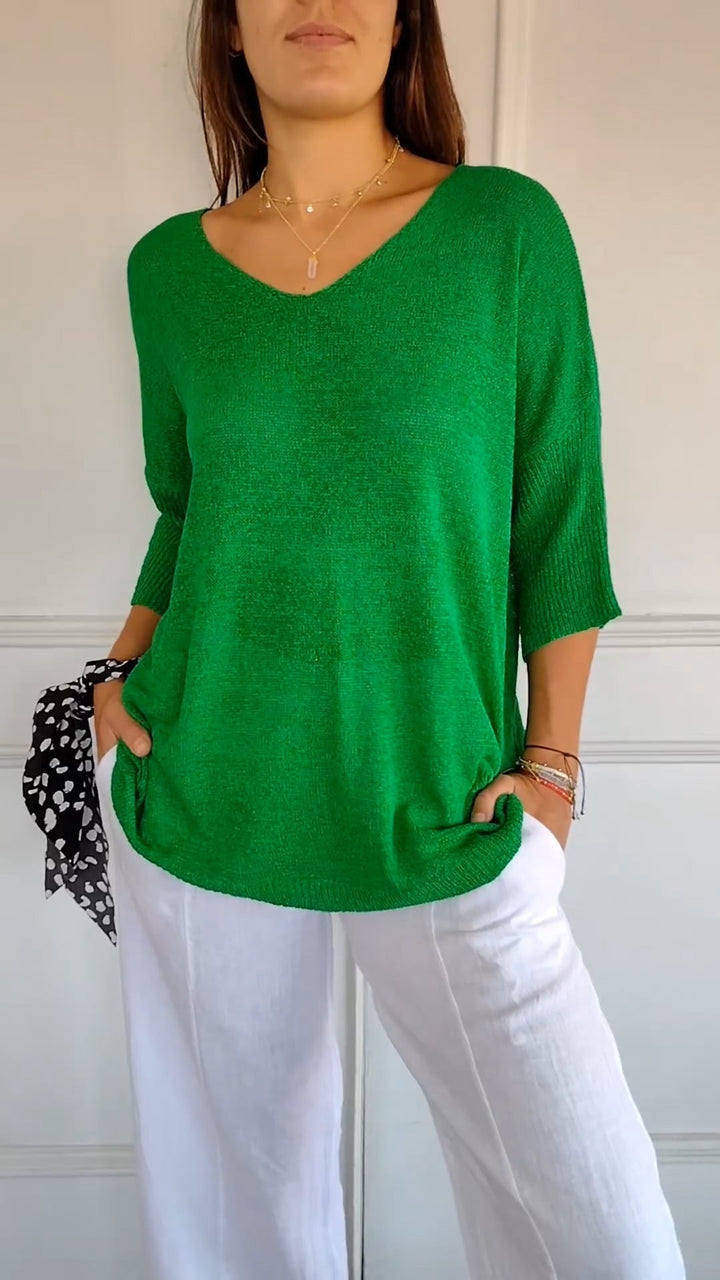 Damen Pullover V-Ausschnitt Bequem Locker