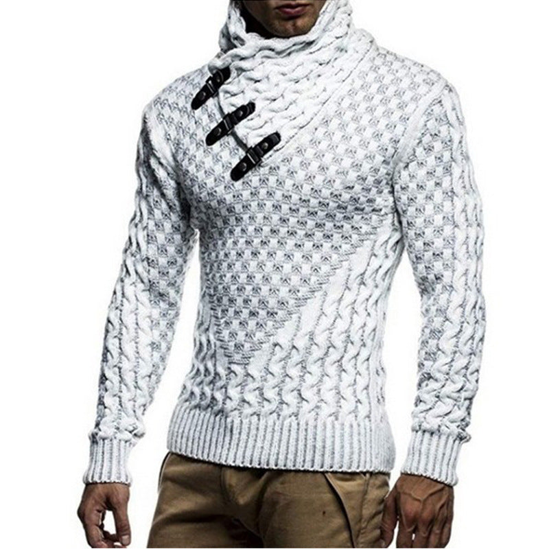 Herren Strickpullover Hochkragen Strukturmuster Modern - IdealeKleiden