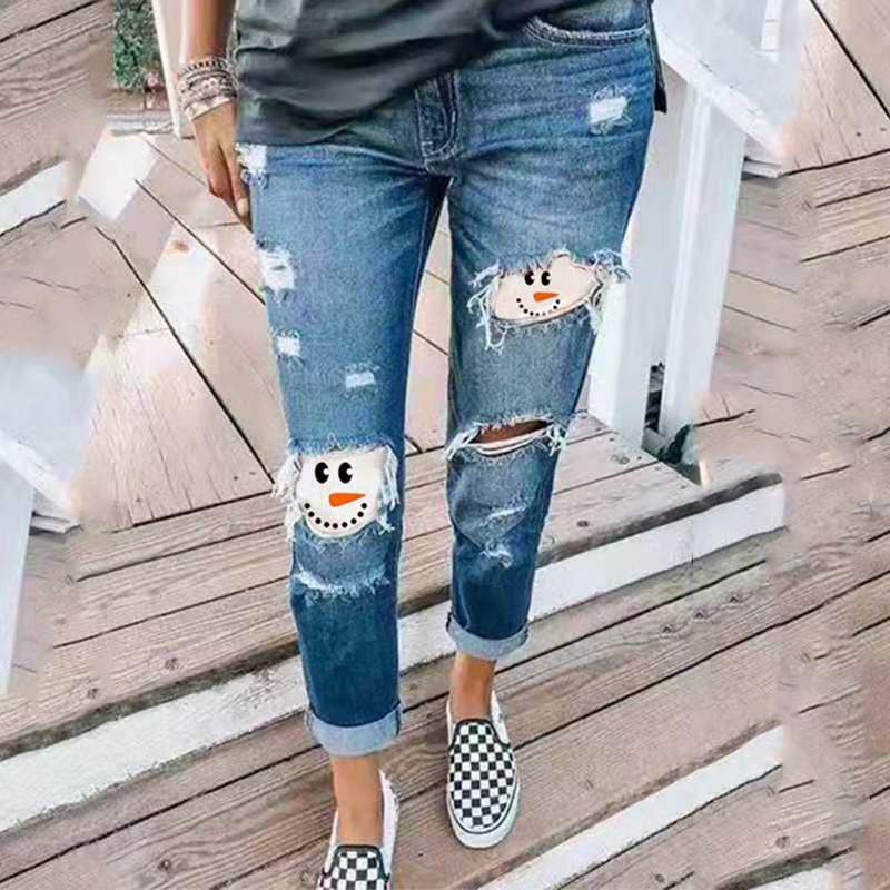 Damen Boyfriend Jeans Trendy Mit Nieten