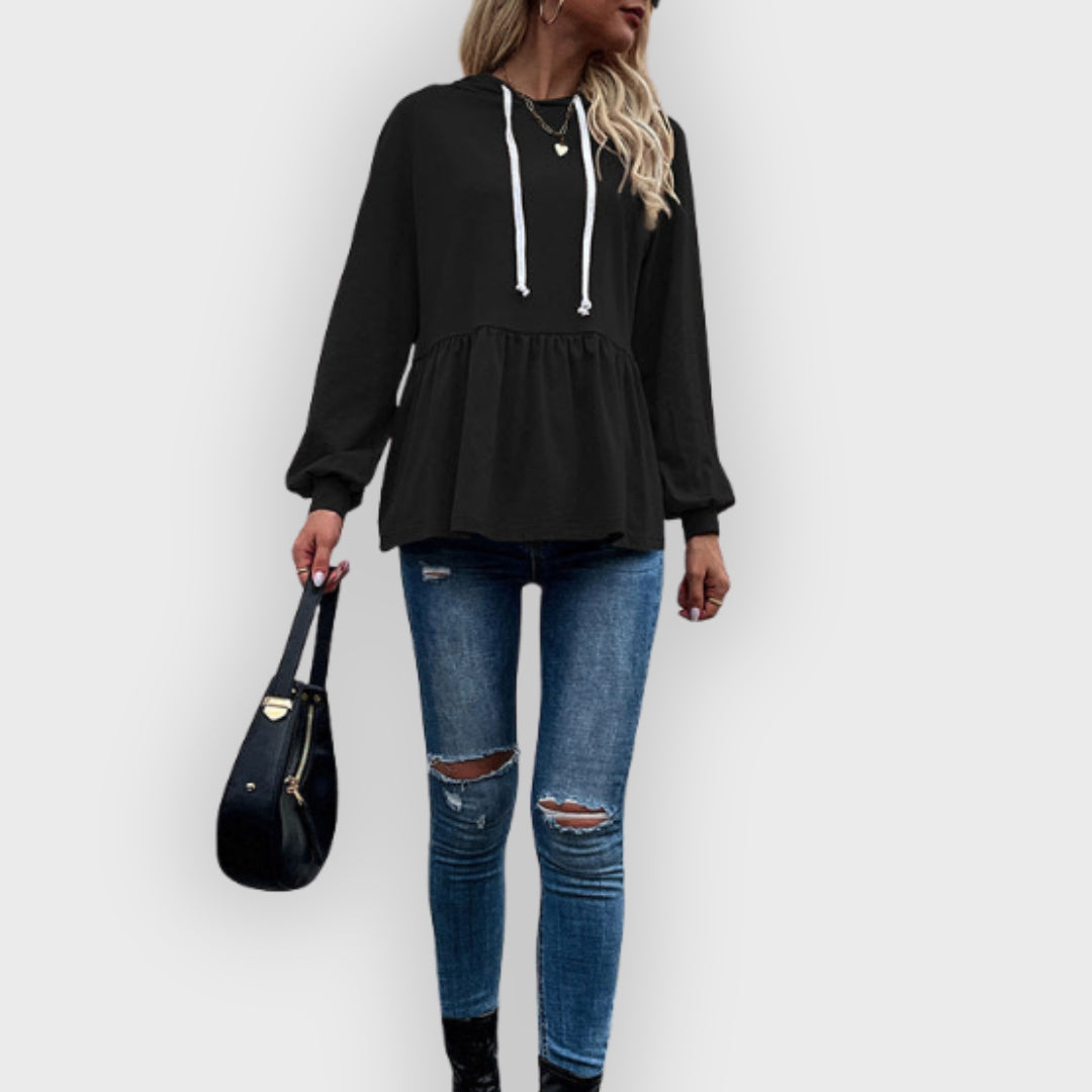 Stylische Kapuzenpullover Frauen Rüschen Detail