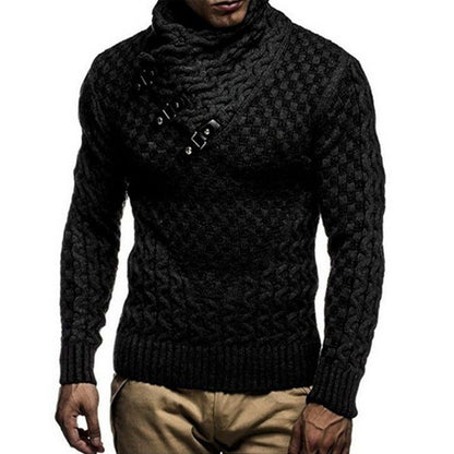 Herren Strickpullover Hochkragen Strukturmuster Modern