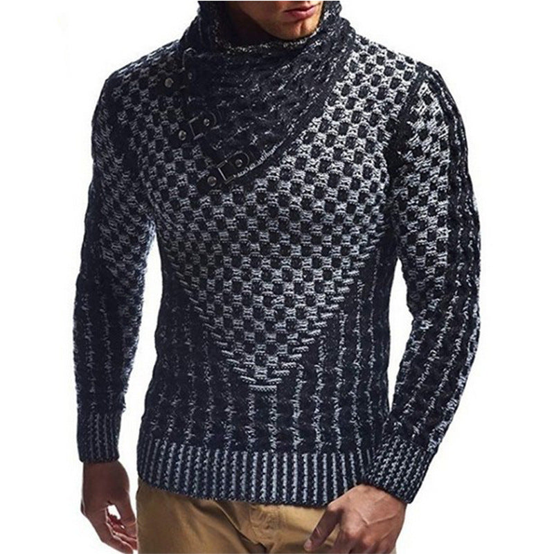 Herren Strickpullover Hochkragen Strukturmuster Modern