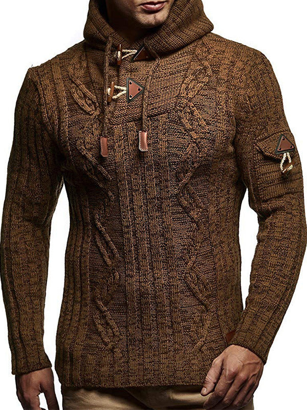 Herren Strickpullover Kapuze Hochwertig Elegant