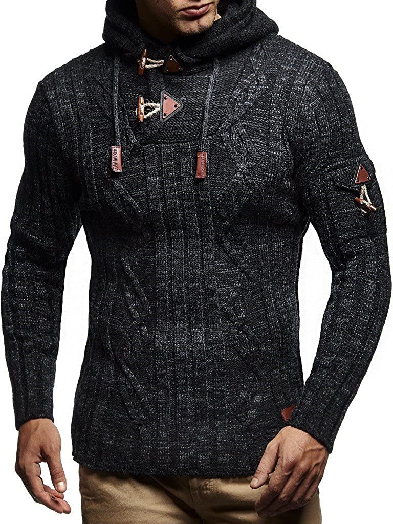 Herren Strickpullover Kapuze Hochwertig Elegant