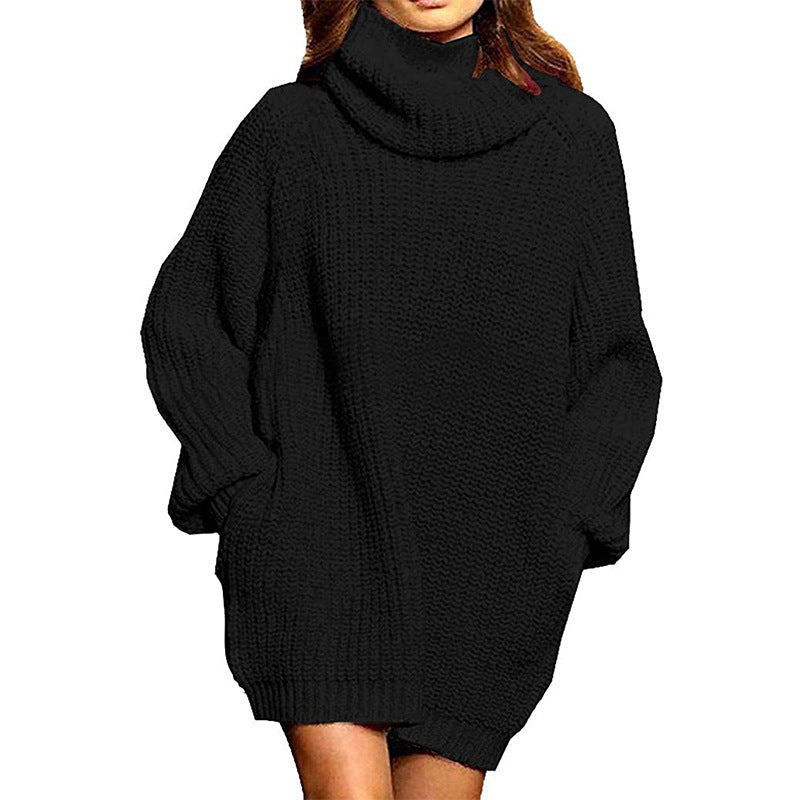 Damen Oversized Pullover Hochkragen Lässig Chic