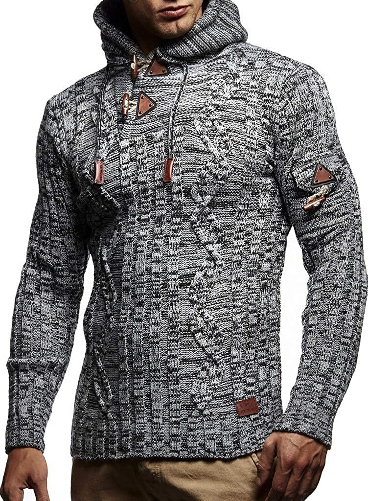 Herren Strickpullover Kapuze Hochwertig Elegant