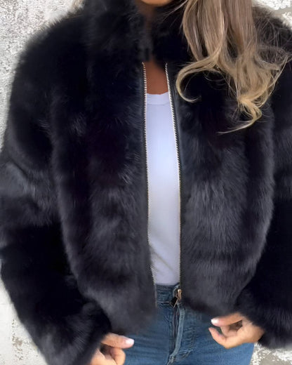 Winterjacke Damen Hochkragen Flauschig Warm