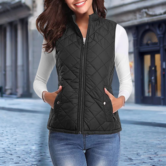 Elegante Damen Steppjacke Zipper Modern - IdealeKleiden
