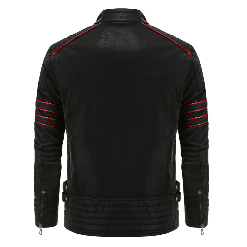 Herren Lederjacke Schwarz Biker Style - IdealeKleiden