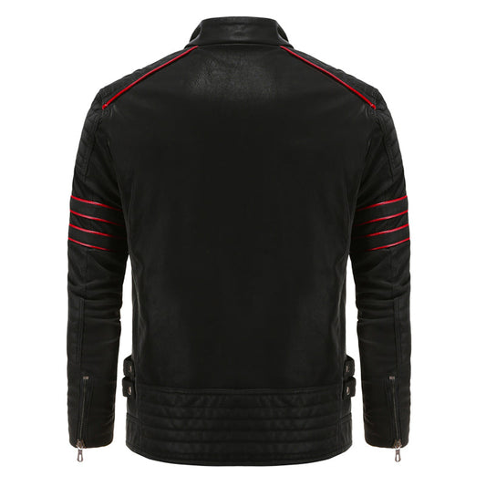 Herren Lederjacke Schwarz Biker Style - IdealeKleiden
