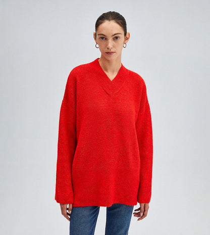 Rote Kapuzenjacke Freizeit Pullover