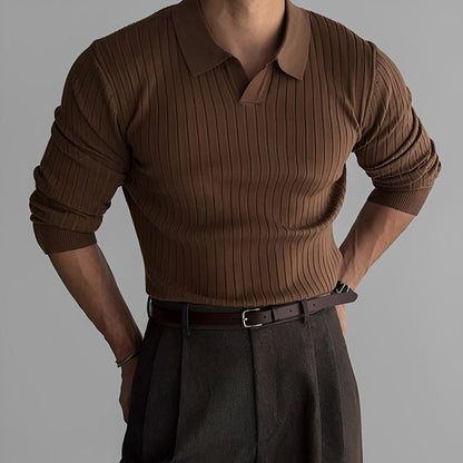 Herren Poloshirt Slim Fit Langarm