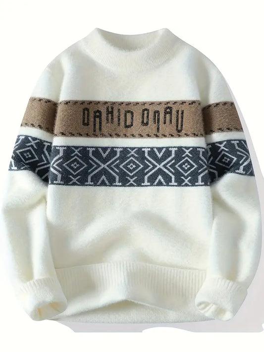 Stylischer Herren Pullover Geometrisches Muster - IdealeKleiden