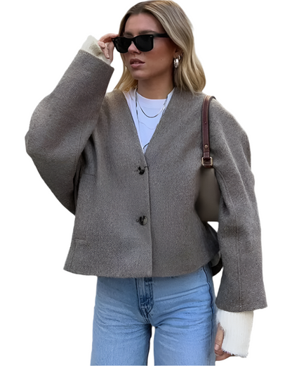 Luxus Blazer Damenjacke Faux Fur Elegant