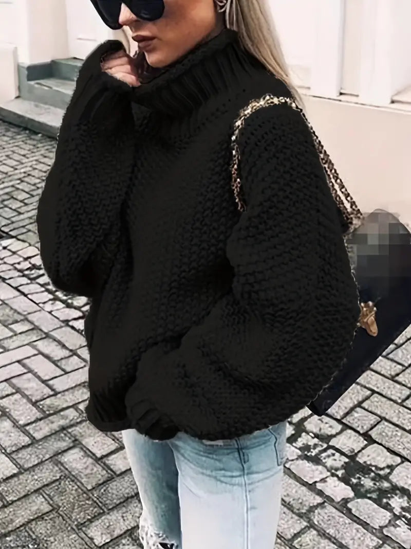 Stilvoller Einfarbiger Pullover Rollkragen