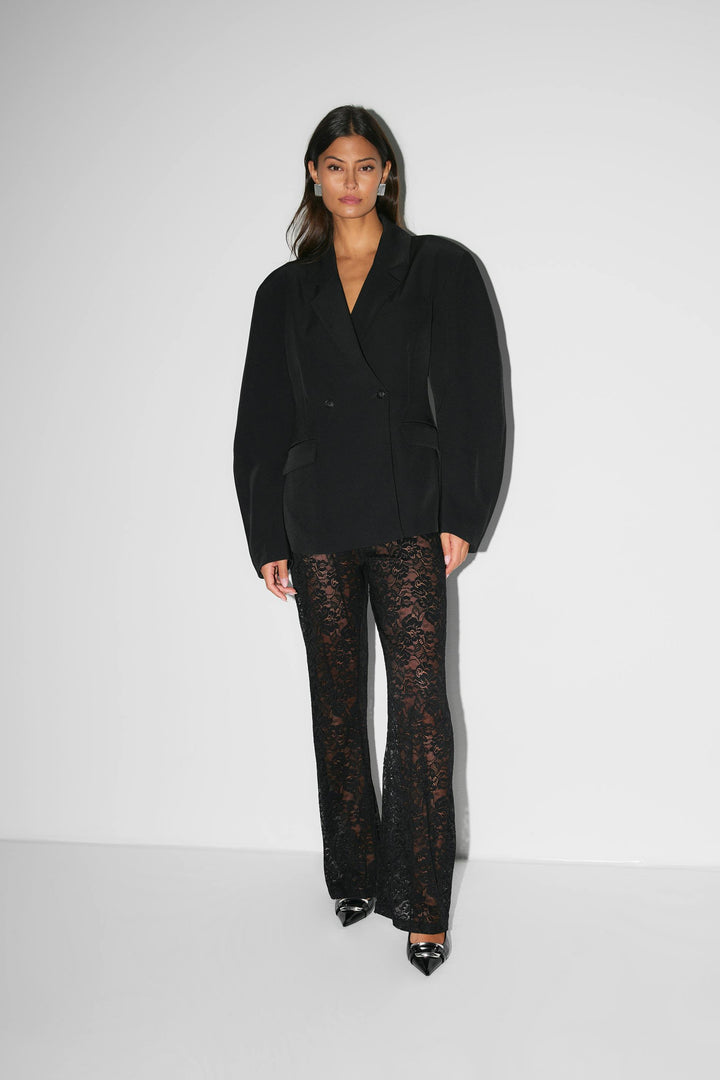 Elegante Damen Hose Spitze Weitbein Design