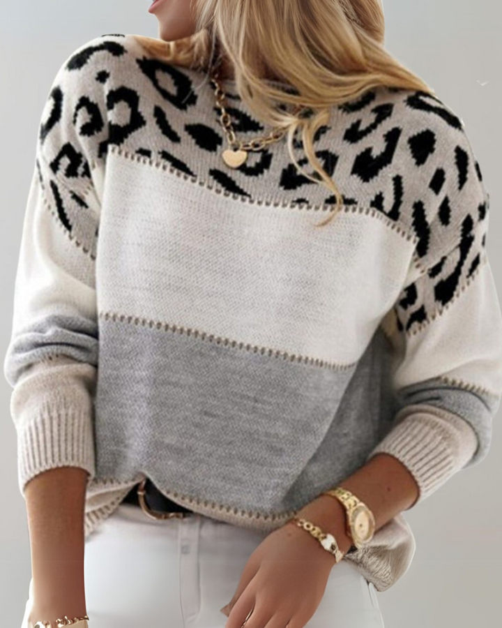 Leopard Pullover Damen Trendy Design - IdealeKleiden