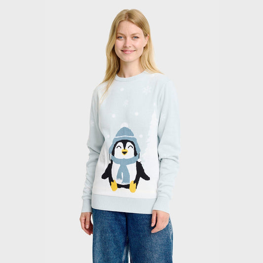Weihnachtspullover Damen Süß Pinguin Design - IdealeKleiden