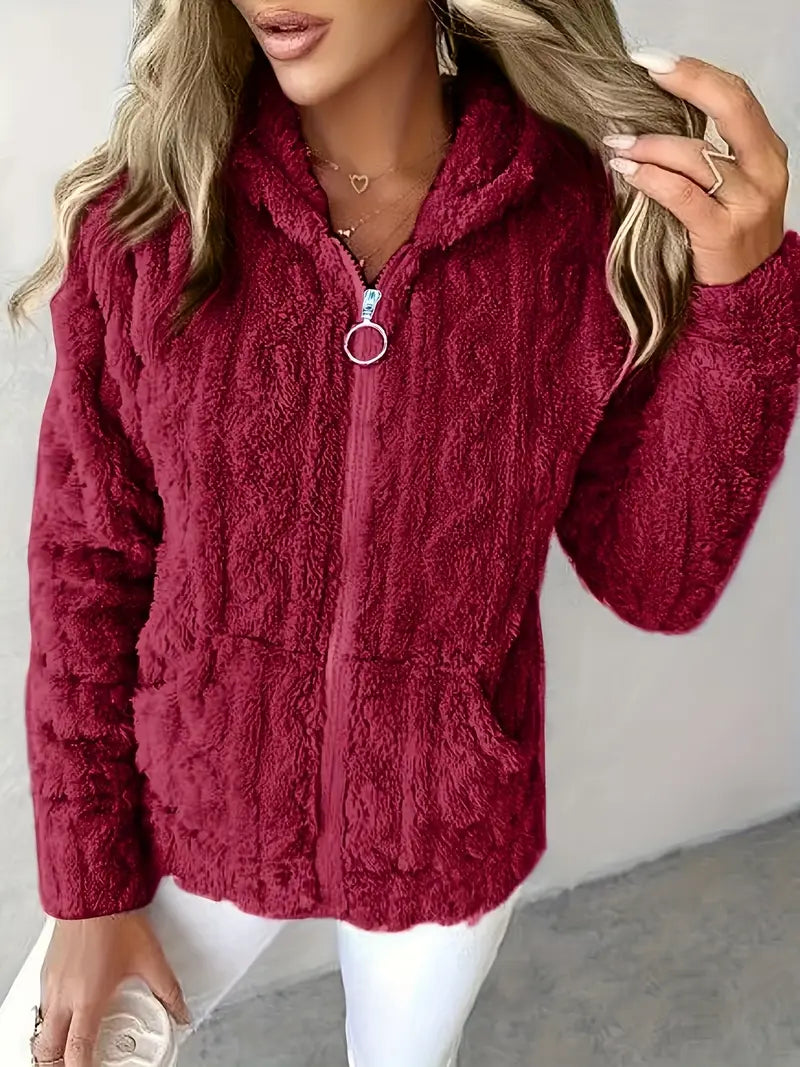 Klassischer Langarm Pullover mit Kapuze und Reißverschluss