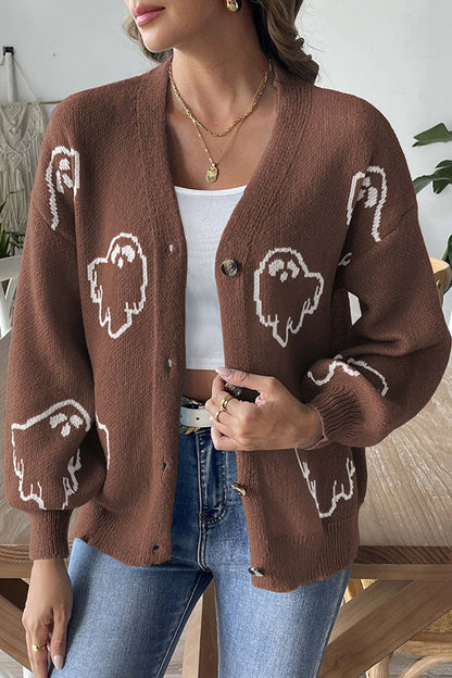 Spukhafte Strickjacke mit Knöpfen Halloween Design