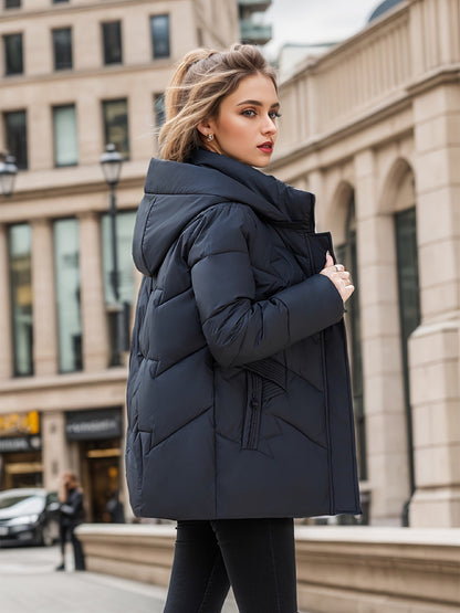 Stylischer Daunenparka Warm Wintermantel mit Kapuze - IdealeKleiden