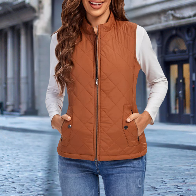 Elegante Damen Steppjacke Zipper Modern